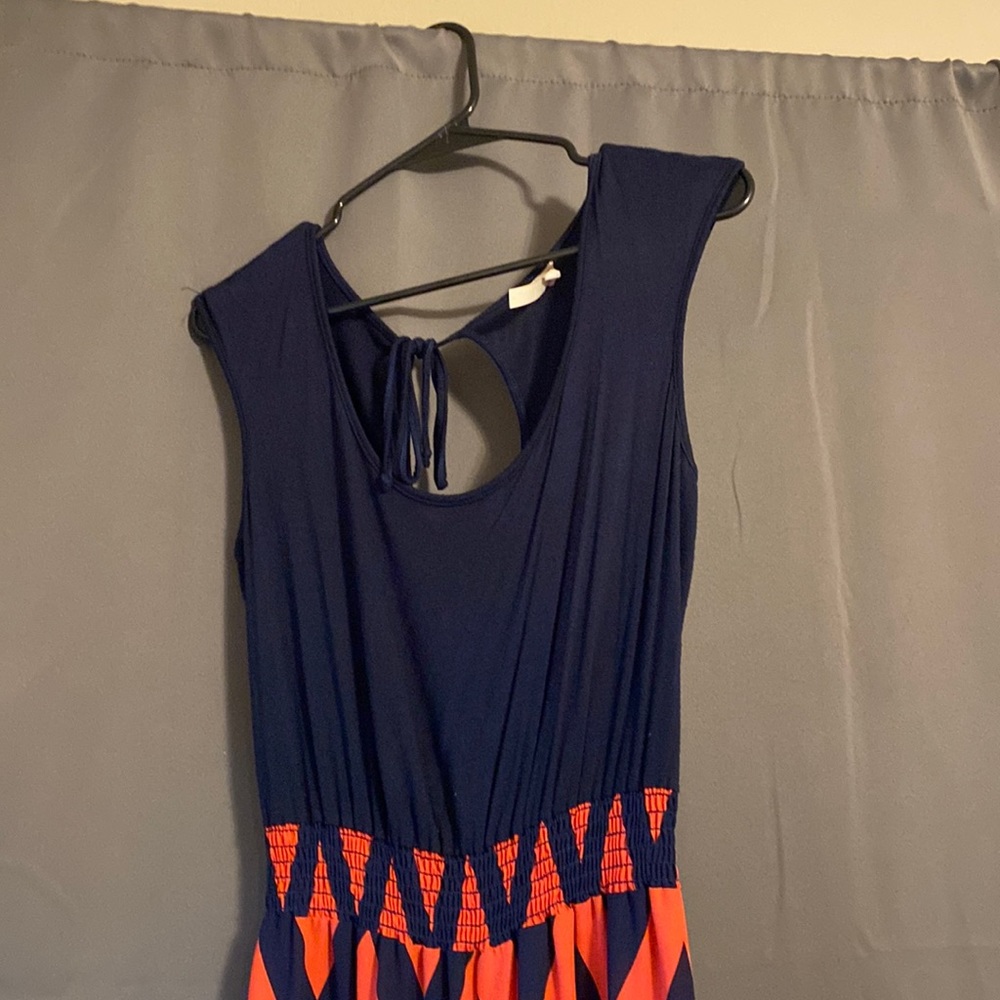 Navy blue and Orange Chevron Jumpsuit